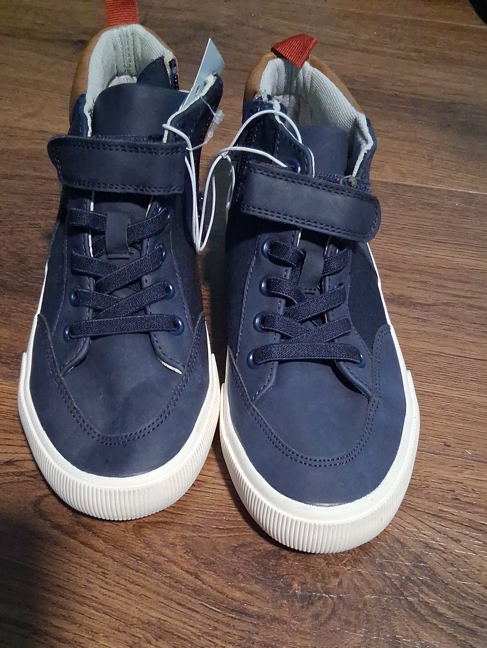 Kids Navy High-Top Sneakers with White Sole